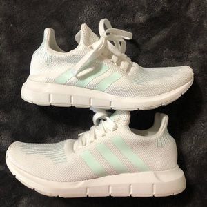 White and Light Teal Adidas